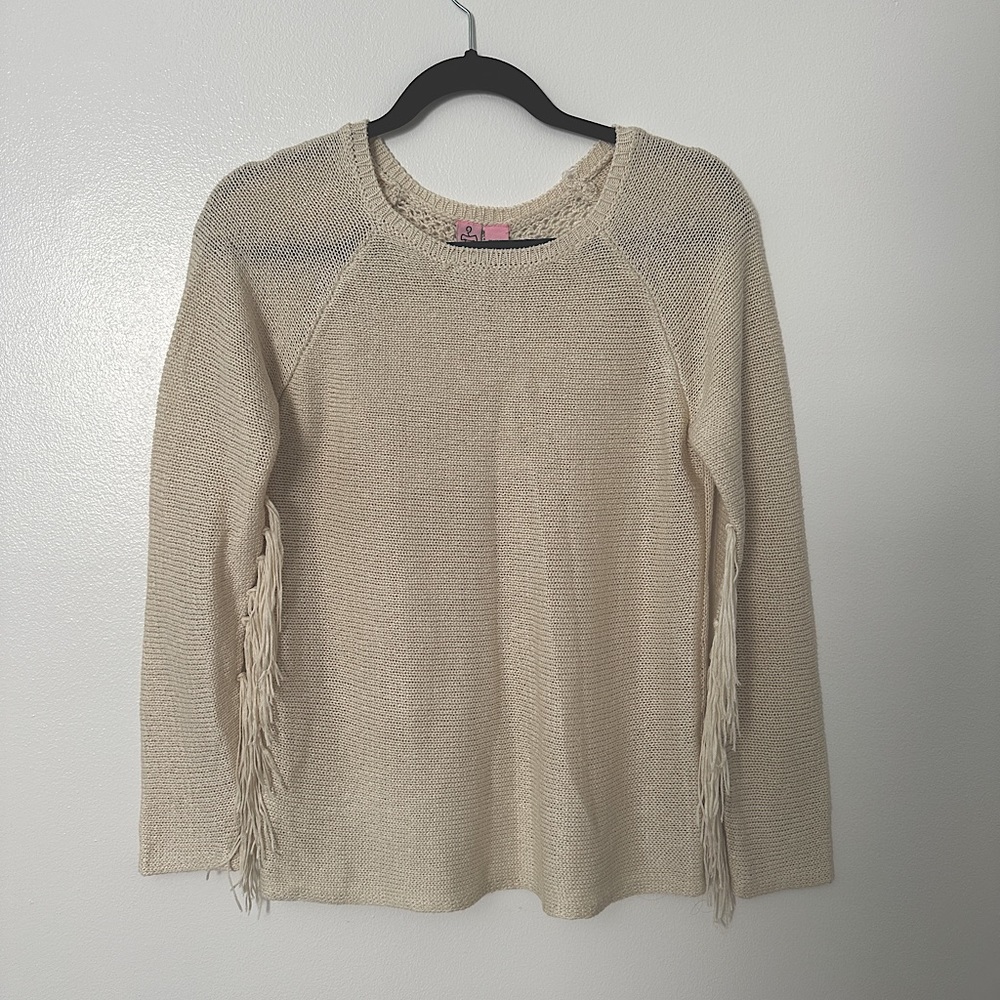 Knit western pullover sweater / with fringe sleeves